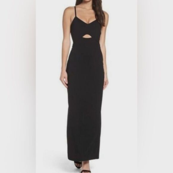 ALI & JAY Step & Repeat Black Bodycon Maxi Dress with Cutout - Picture 1 of 15